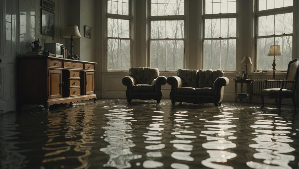 Flooded residential room in Porterdale GA with water covering floors and soaking furniture - showing need for professional structural drying services